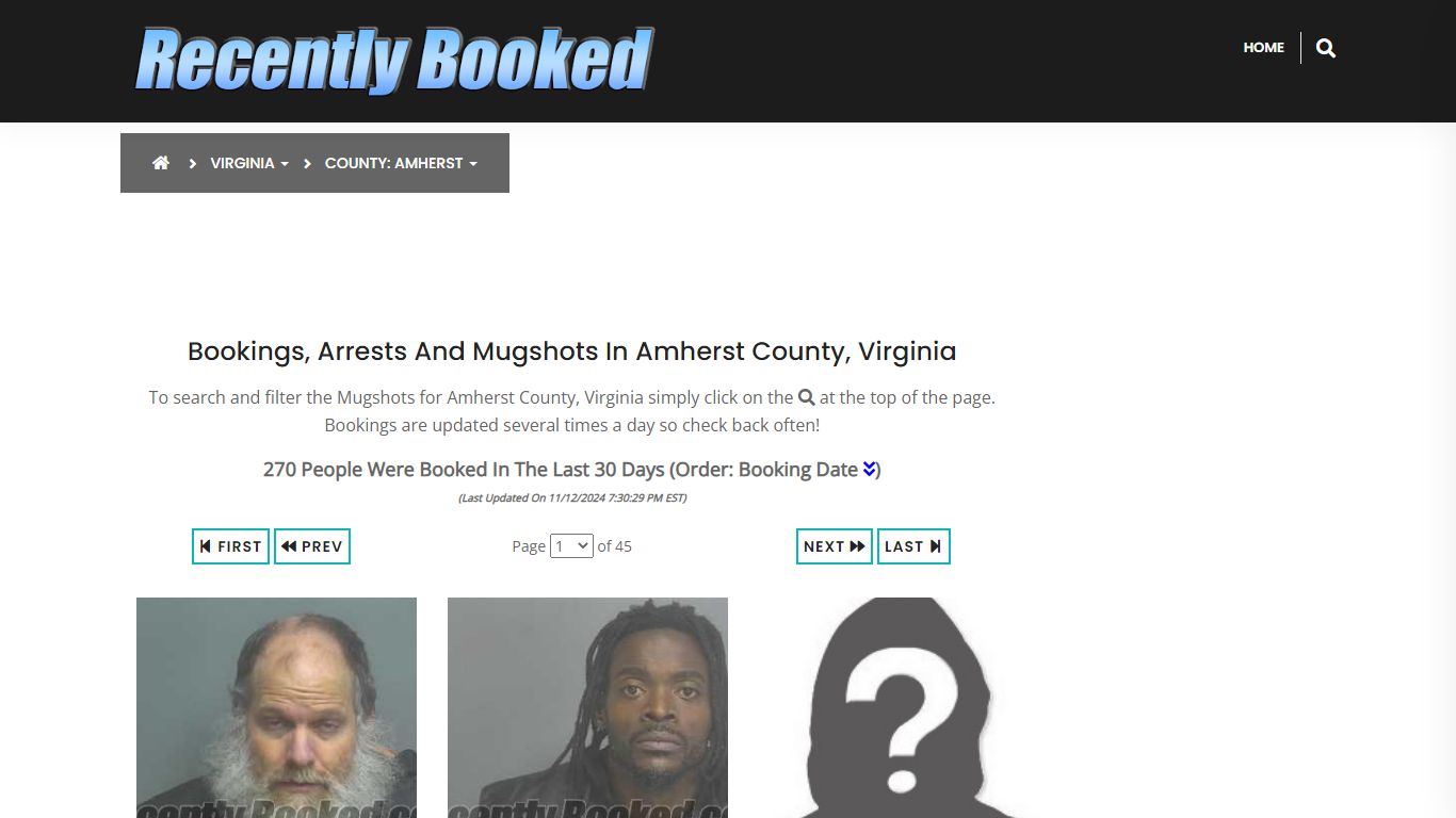 Bookings, Arrests and Mugshots in Amherst County, Virginia