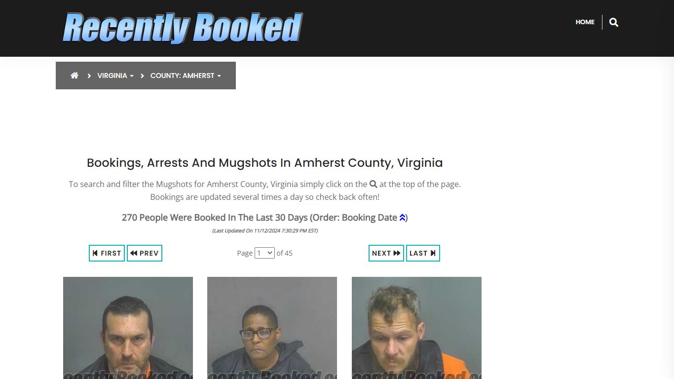 Bookings, Arrests and Mugshots in Amherst County, Virginia