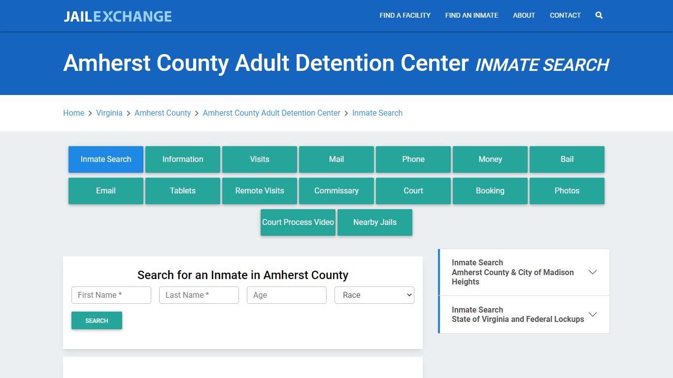 Amherst County Adult Detention Center Inmate Search