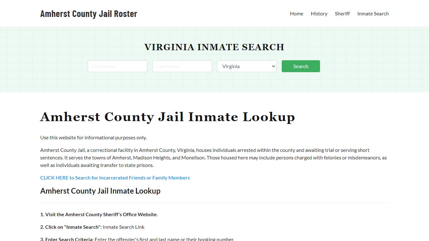 Amherst County Jail Roster Lookup, VA, Inmate Search